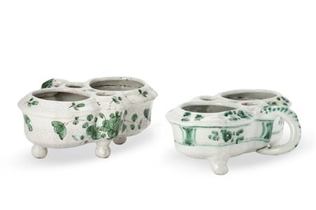 Manifattura Cerreto Sannita, secolo XVIII. Lotto composto da due porta ampolle