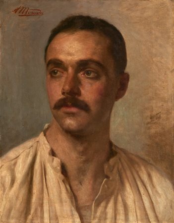 Arturo Moradei Ritratto virile, olio su tela (cm 50x39) firmato in alto a sinist