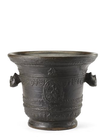 Manifattura Francesco Pelloli, manu Petri Ruffinis 1679. Mortaio in bronzo con