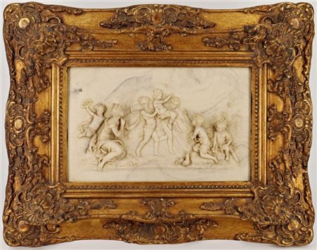 L.D. Myers (secolo XIX)
Placca in gres porcellanato raffigurante putti giocosi.