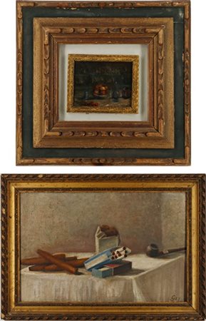 Lotto composto da due Composizioni ad olio, di diversi autori, supporti e misur