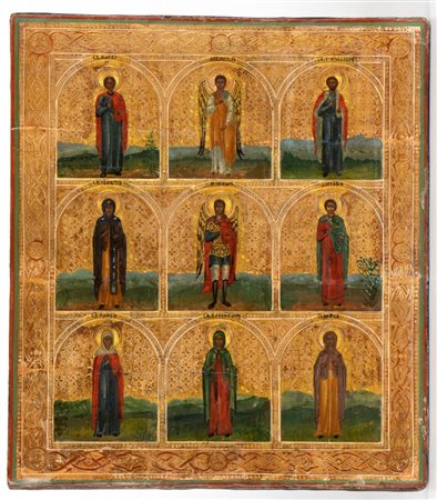  
Icona russa con Santi XIX secolo
 Altezza x larghezza x profondità: 41 x 35,2 x 3 cm.