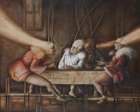 DIPINTO BANCHETTO DI TIHOMIR BIRES