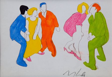 MARCO LODOLA (1955) Tempera e Matita Opera Unica su Cartoncino Titolo -In...