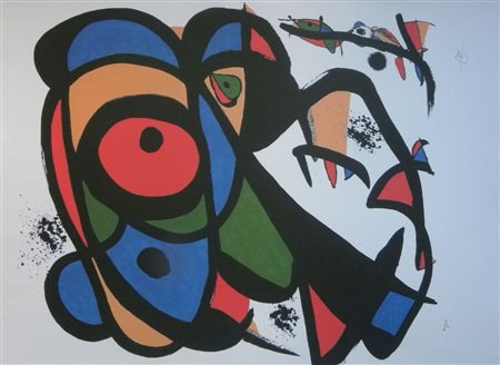 JOAN MIRO' (1893-1983) Litografia a 32 Colori CM 76X56 su Carta Arches Titolo...