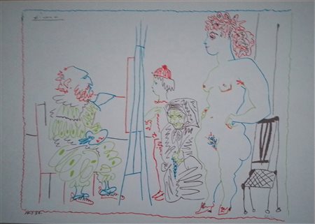 PABLO PICASSO (1881-1973) Litografia CM 48X34 Titolo -L'Atelier- Anno 1954,...