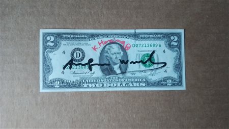 ANDY WARHOL (1928-1987) 2 Dollari Presidente Jefferson Intervento su...