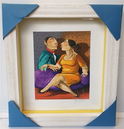 PINO PROCOPIO (1954) Serigrafia Titolo -IL Bacio- CM 35X25 Firma e Tiratura a...