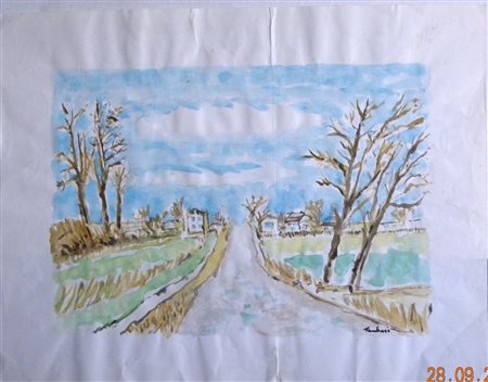 ORFEO TAMBURI (1910-1994) Acquarello Su Carta 1981 Senza Titolo CM 33x40...