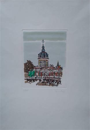 ORFEO TAMBURI (1910-1994) Incisione Acquaforte a Colori 1970 Titolo -Parigi...