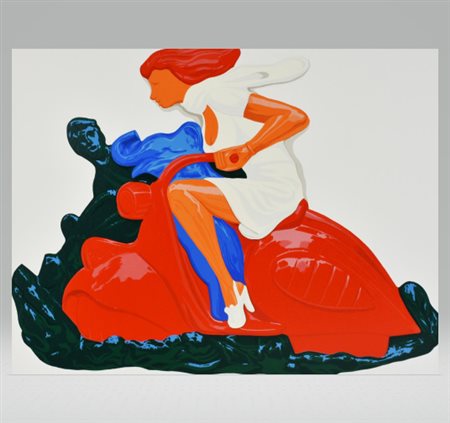 PLUMCAKE (1984) Grande Serigrafia a Colori su Cartoncino Titolo -Coppia in...