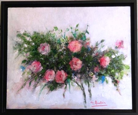 JOSE ABELLAN (1961) Olio su Tela CM 65X55 Titolo -Rose Rosse- Anno 2006 Firma...