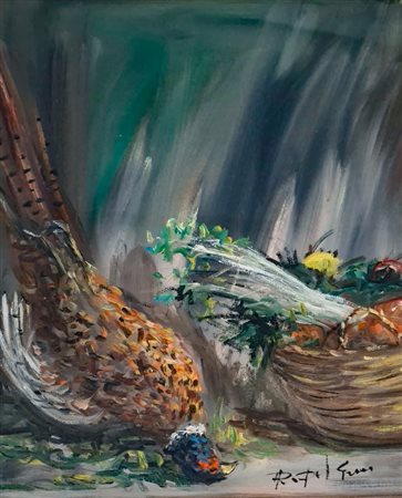 RENZO DEL GREGO (1969) Olio su Tela Titolo -La Morte del Fagiano- CM 50X35...
