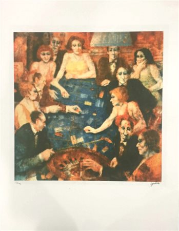 REMO SQUILLANTINI (1920-1996 ) Litografia a Colori 1986 Titolo -Casino'...