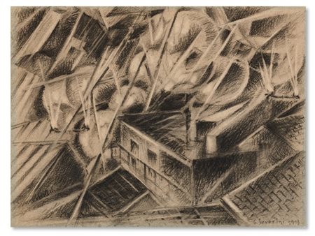 GINO SEVERINI "Paesaggio urbano con luci artificiali" 1913
carboncino su carta p