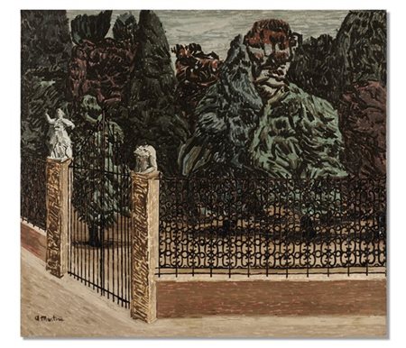 Arturo Martini "Cancellata e giardino di villa veneta" 
olio su tela
cm 84x94
Fi