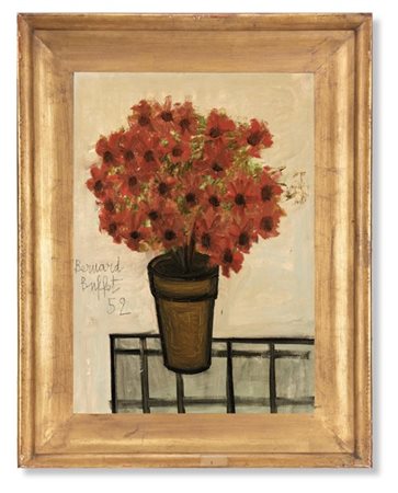 Bernard Buffet "Fleurs rouges dans un pot" 1952
olio su tela
cm 65x46
Firmato e