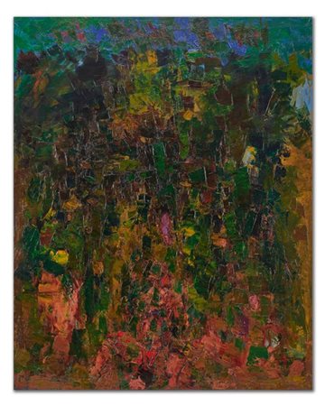 Ennio Morlotti "Collina a Imbersago (Paesaggio con figure)" 1956
olio su tela
cm