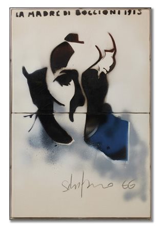 Mario Schifano "La madre di Boccioni 1913" 1966
smalto e spruzzo su tela, perspe