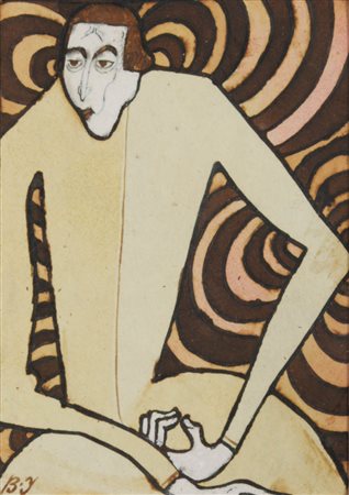 Istvàn Balogh (1890 - 1956) Ritratto di uomo, 1912;Inchiostro col., gouache...