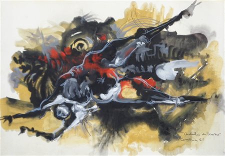Luciano Ceschia (Tarcento 1926 - 1991) Caduta di Icaro, 1961;Tecnica mista su...