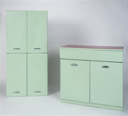 Santalena Torino Set di 4 armadietti, Anni ‘60;In metallo verniciato, H. 70...