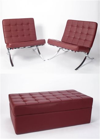 Ludwig Mies Van Der Rohe Coppia Poltrone Barcellona;Acciaio cromato, pelle....
