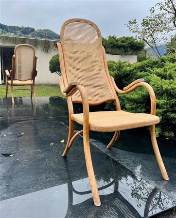 Thonet Sedia da salotto in legno curvato;Legno, tessitura nuova a regola...