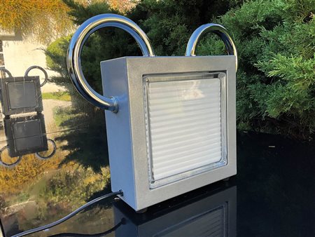 Matteo Thun Lampada da tavolo "Topolino",1989;Acciaio cromato, 34.5 x 40.5 x...