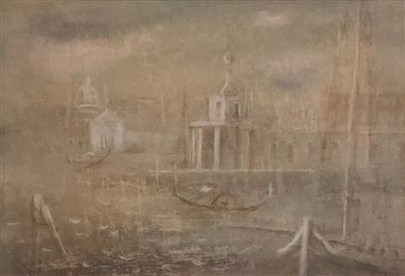 Giorgio Valenzin (Pordenone 1903 - Venezia 1978) Venezia, olio su carta,...