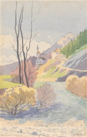Tony Grubhofer (Innsbruck 1854 - 1933) Paesaggio presso Monguelfo,...