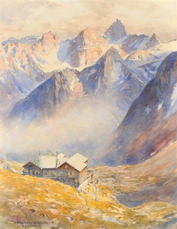 Rudolf Preuss (Wien/Vienna 1879 - Innsbruck 1961) Innsbrucker Hütte, Alpi...