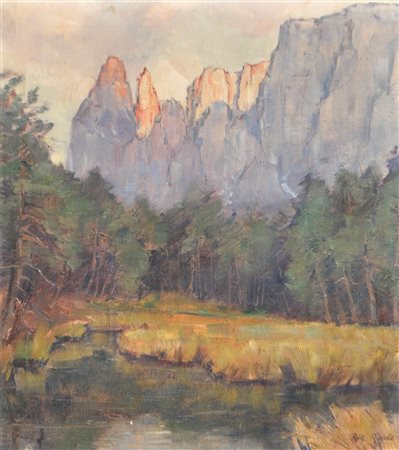 Rolf Regele (Bozen/Bolzano 1899 - 1987) Sciliar;Olio su tela, 50,5 x 45 cm,...