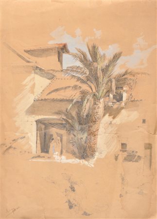 Joseph Selleny (Wien/Vienna 1824 - Inzersdorf 1875) Schizzo di palma,...
