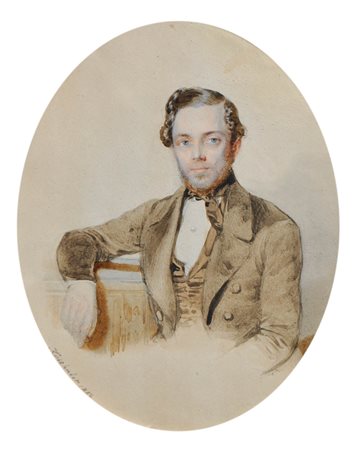 Josef Kriehuber (Wien/Vienna 1800 - 1876) Ritratto di un uomo giovane con...