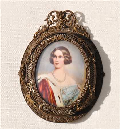 Stahl Miniatura Marie di Prussia regina della Baviera (1825-1889);Gouazzo, h....