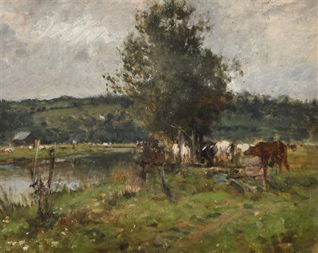 Otto von Thoren (Wien/Vienna 1828 - Paris/Parigi 1889) Mandria di mucche...