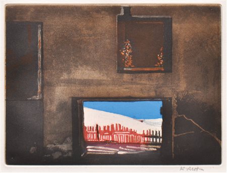 Karl Plattner Fienile, 1985;Acquaforte e acquatinta, 14,7 x 20 cm (lastra),...