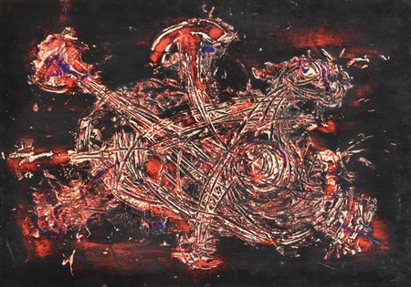 Hansgeorg Hölzl (Meran 1932 - 2018) Senza titolo;Tecnica mista su tavola, 70...