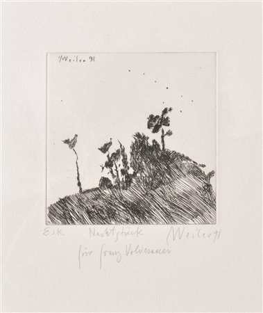 Max Weiler Notturno, 1991;Acquaforte, 12,8 x 12,8 cm (lastra), 26,5 x 23,5 cm...