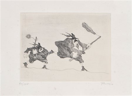 Paul Flora Combattenti per la libertà del Tirolo;Acquaforte, 13,5 x 17,5 cm...