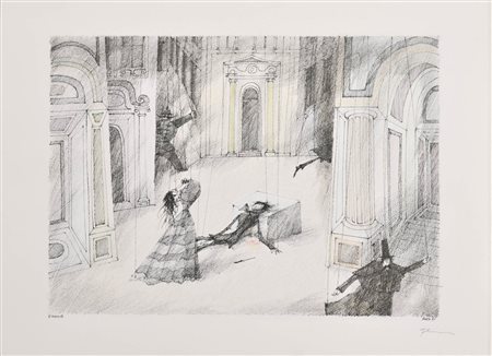 Paul Flora Teatro. Dieci fogli da "Welt des Scheins", 1980;Edizione Galleria...