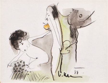 Vladislav Kavan Adamo ed Eva, 1989;Tecnica mista su carta, 19 x 23,5 cm, in...