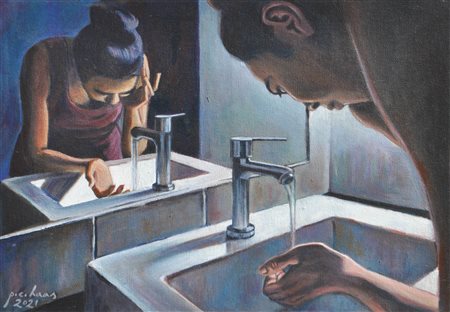 Philipp Christoph Haas (Innsbruck 1970) Nocturne, 2021;Acrilico su tela su...