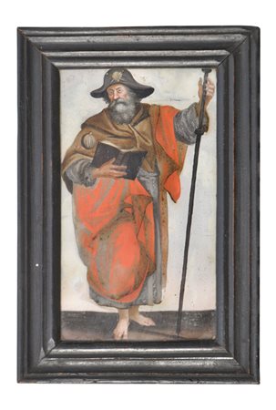 Anonym/Anonimo Pittura dietro vetro Hl. Jacobus, prima met` del XIX sec.;31,5...