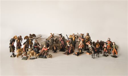 Anonym/anonimo Presepe, Tirolo 1800 ca.;37 figure, tra cui alcuni più tardi e...