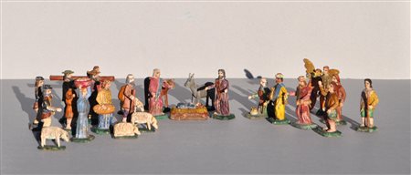 Anonym/Anonimo Presepe, Alta Austria 1900 ca.;25 figure, legno dipinto, H...