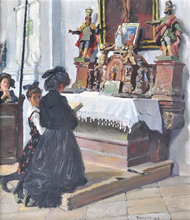 Victor Krupecz (Wien/Vienna 1884 - 1965) Donne in preghiera, 1918;Olio su...