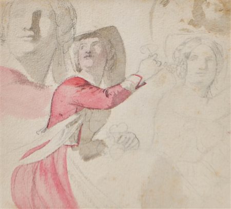 Josef Danhauser (Wien/Vienna 1805 - 1845) Ragazze che parlano / Giovane donna...