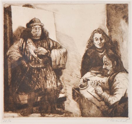 Markus Vallazza Oswald von Wolkenstein, Pittore e modella, 1972;Acquaforte,...